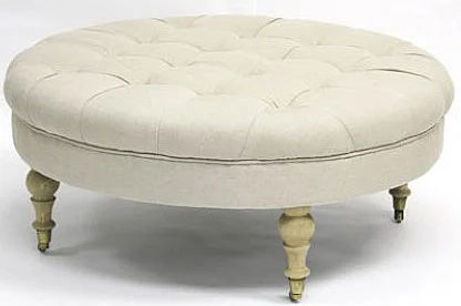 Zentique Maison Tufted Round Ottoman in Natural CF056-2 E255 A003