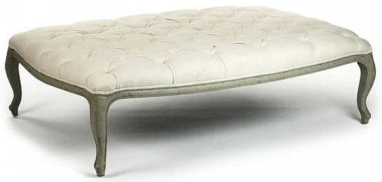 Zentique Maison Tufted Ottoman in Off White CF064 432 C020