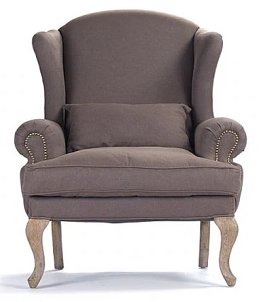 Zentique Zacharie Wingback Chair in Limed Grey Oak CF075 E272 A008