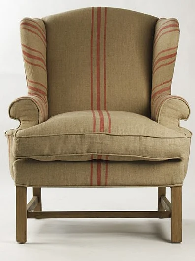 Zentique Fabien Half Wingback Chair in Recycled Oak (Set of 2) CF090 E255-3 A034 Red Stripe