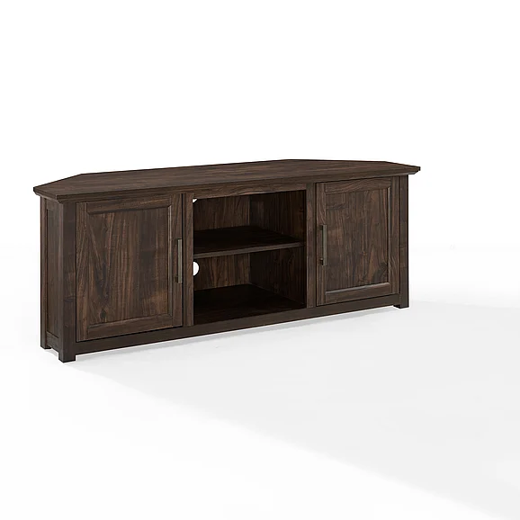 Crosley Camden Corner TV Stand For 65"+ TV in Dark Walnut CF101258-DW