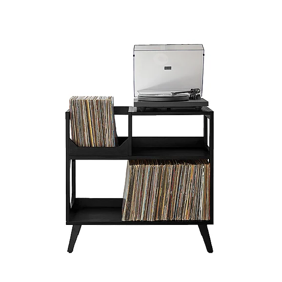 Crosley Asheville Medium Record Player Stand w/Vinyl Storage in Black CF1147-BK