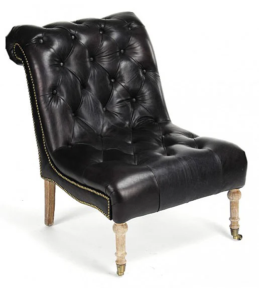 Zentique Tufted Leather Chair in Black CF117-Z E272 CP038