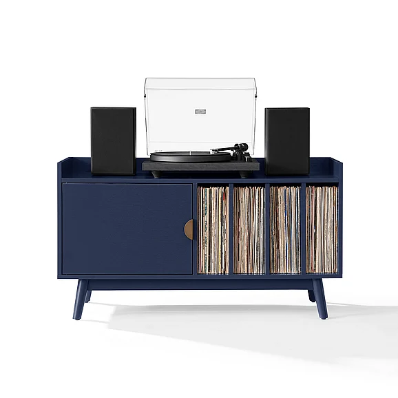 Crosley Skylar Record Player Cabinet w/Vinyl Storage in Navy CF1205-NV