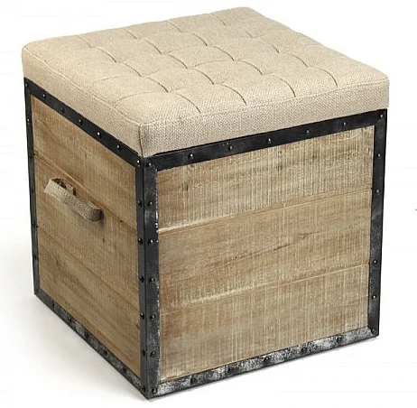 Zentique Faye Stool in Oak (Set of 2) CF192 Burlap H014