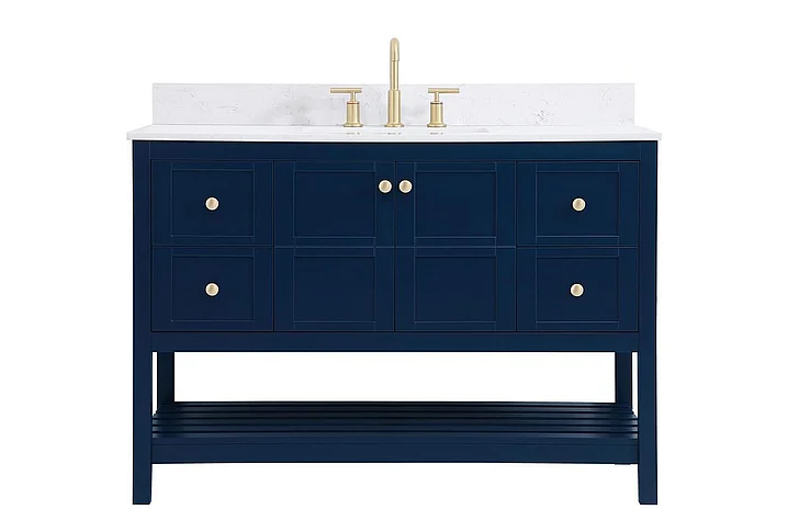 Elegant 48 In. Single Bathroom Vanity in Blue with Backsplash VF16448BL-BS