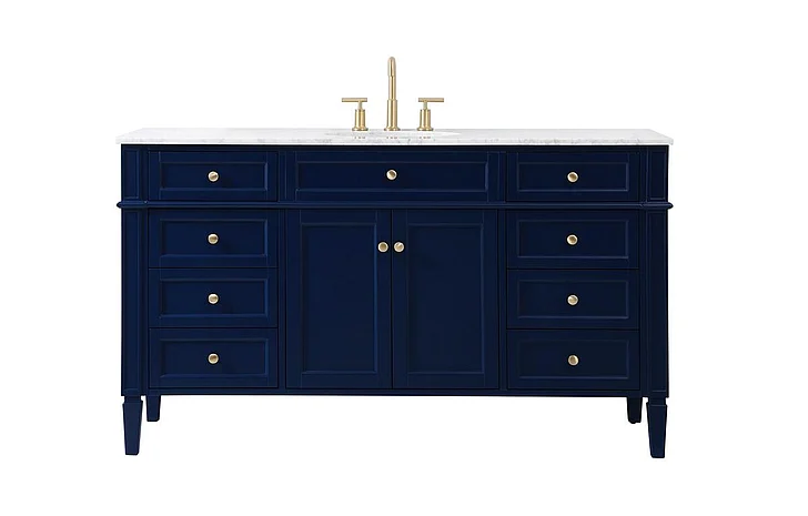 Elegant 60 In. Single Bathroom Vanity in Blue VF12560BL