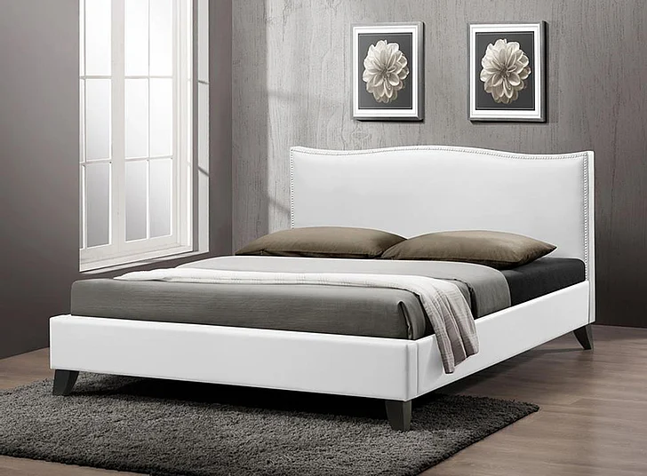 Baxton Studio Battersby Full Modern Bed with Upholstered Headboard in White
