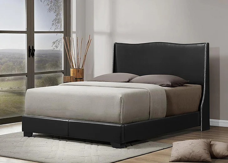 Baxton Studio Duncombe Queen Modern Bed with Upholstered Headboard in Black