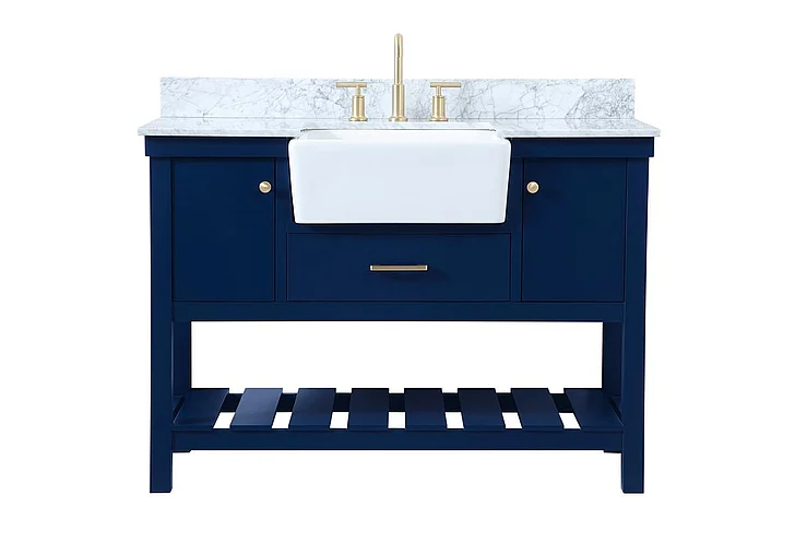 Elegant 48 In. Single Bathroom Vanity in Blue with Backsplash VF60148BL-BS