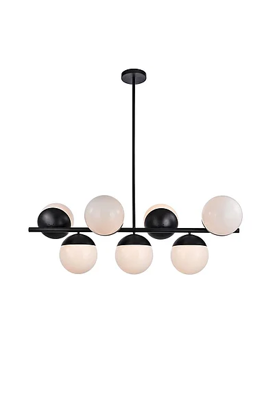 Elegant Eclipse 7 Lights Black Pendant with Frosted White Glass LD6134BK CLOSEOUT
