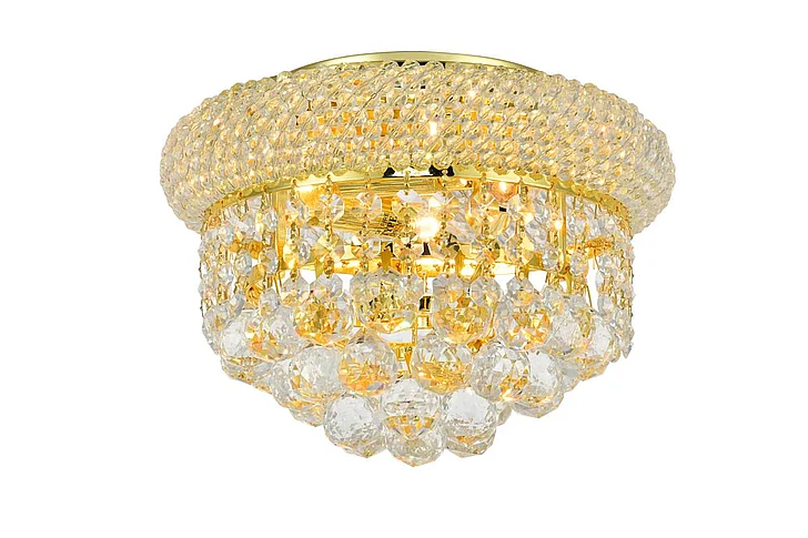 Elegant Primo 3 Light Gold Flush Mount Clear Royal Cut Crystal V1800F10G/RC