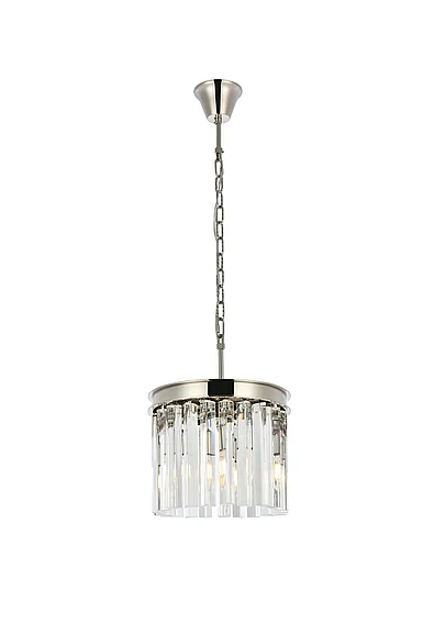 Elegant Sydney 3 Light Polished Nickel Pendant Clear Royal Cut Crystal 1208D12PN/RC