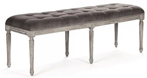 Zentique Louis Tufted Bench in Limed Grey Oak CFH034-3 E272 V011