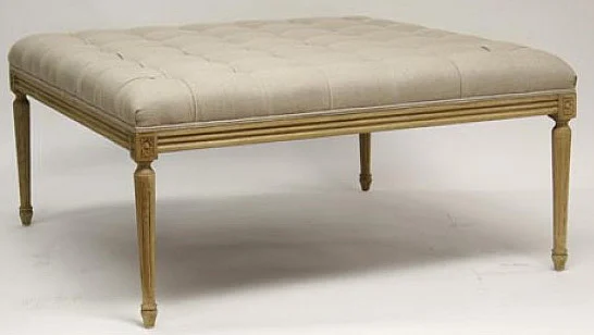 Zentique Louis Tufted Ottoman in Natural CFH034 E255 A003