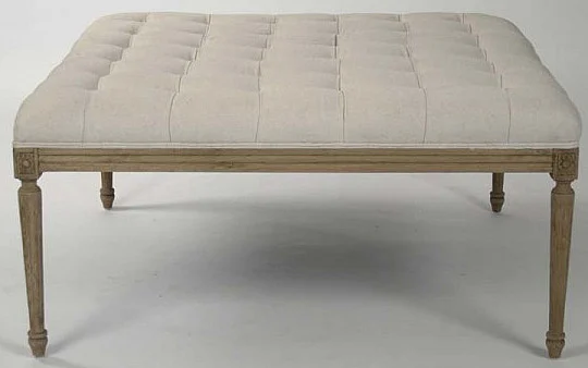 Zentique Louis Tufted Ottoman in Off White CFH034 E255 C020