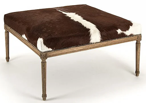 Zentique Louie Cowhide Ottoman ZCFH034 E255 CH-HF