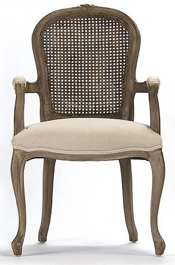 Zentique Lyon Cane Back Arm Chair in Antique Oak (Set of 2) CFH122 Cane 490 H013