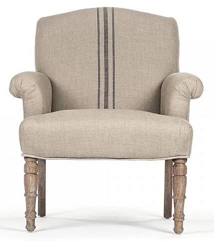 Zentique Rana Club Arm Chair in Limed Grey Oak CFH132 E272 Blue Stripe Back
