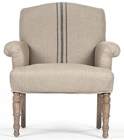 Zentique Rana Arm Chair in Limed Grey Oak (Set of 2) CFH132 E272 Blue Stripe Back