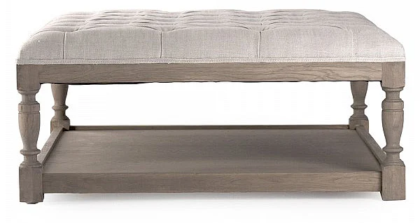 Zentique Square Tufted Ottoman in Natural Cream CFH136 E255-3 A015-A