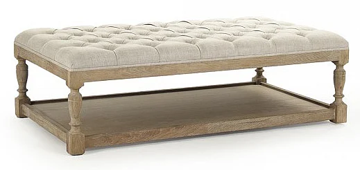 Zentique Rectangular Tufted Ottoman in Cream CFH136-Z E272 A015-A Rec