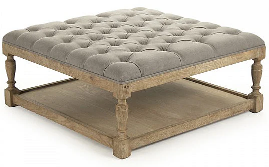 Zentique Square Tufted Ottoman in Gray CFH136-Z E272 A048