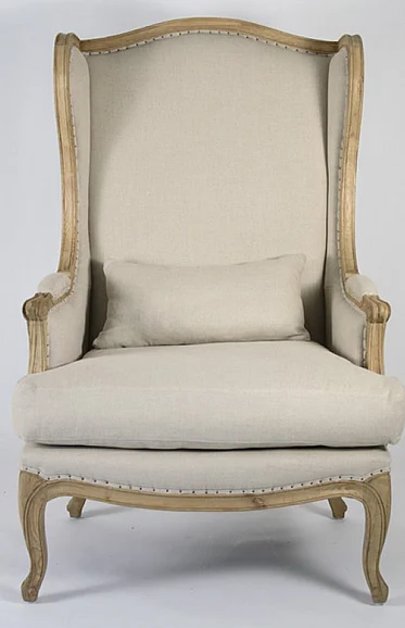 Zentique Leon Wingback Chair in Natural Oak (Set of 2) CFH186 E255 Jute A003