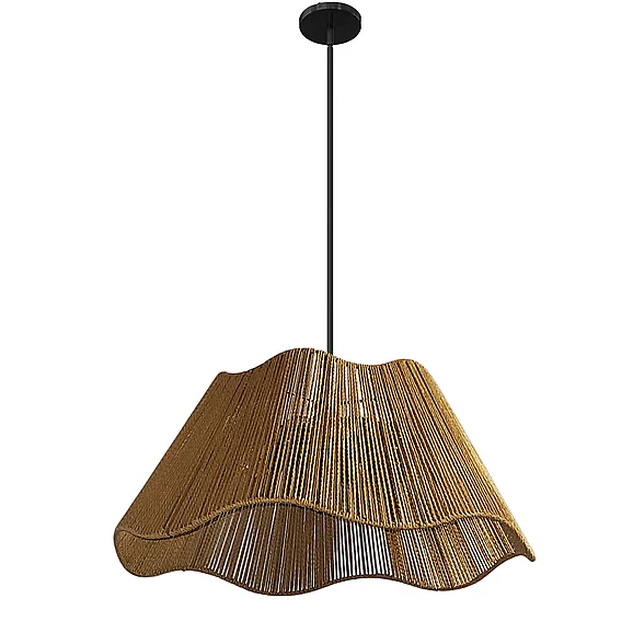 Dainolite Cagney 3 Light Chandelier in Matte Black with Rope Shade CGN-243C-MB