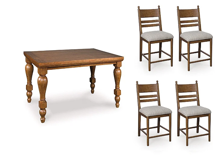 Ashley Furniture Chadworth 5pc Chadworth Counter Height Dining Room Set in Brown