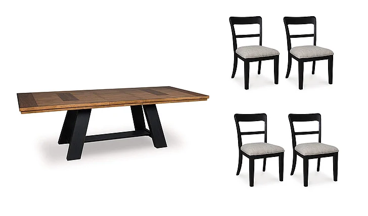 Ashley Furniture Chadworth 5pc Extension Table Set in Brown/Black