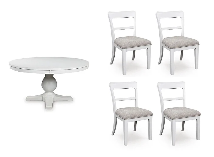 Ashley Furniture Chadworth 5pc Chadworth Round Dining Room Set in White