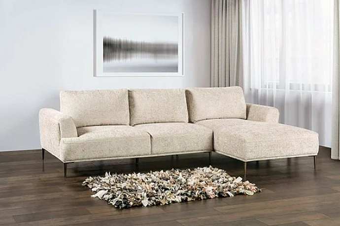 Furniture of America Gladbach Right Chaise in Light Brown FM63007LB-SECT-R