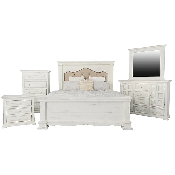 Split Nickel Chalet 2pc Padded Bedroom Set in Nero White