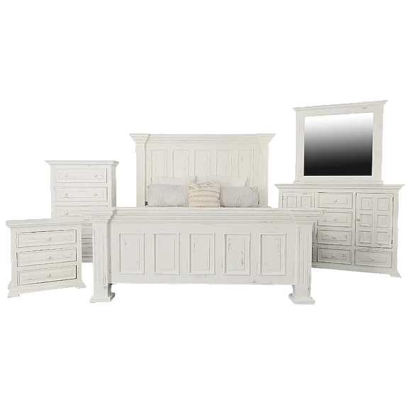 Split Nickel Chalet 2pc Panel Bedroom Set in White