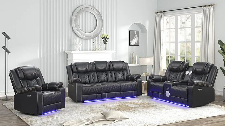 Galaxy Home Challenger 2pc Living Room Set in Black