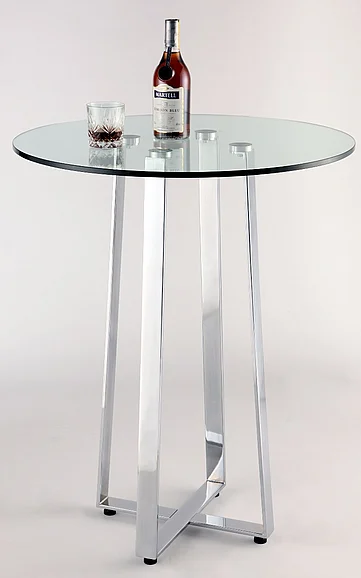 Chintaly Chambers Bar Table in Clear/Chrome CHAMBERS-CNT