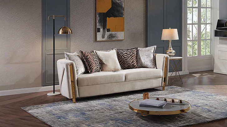 Galaxy Home Chanelle Sofa in Cream 601955550680