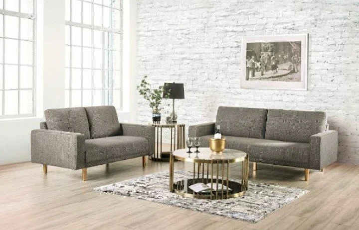 Furniture of America Elverum 2pc Living Room Set in Charcoal Gray