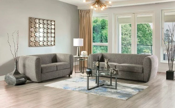 Furniture of America Verdal 2pc Living Room Set in Charcoal Gray