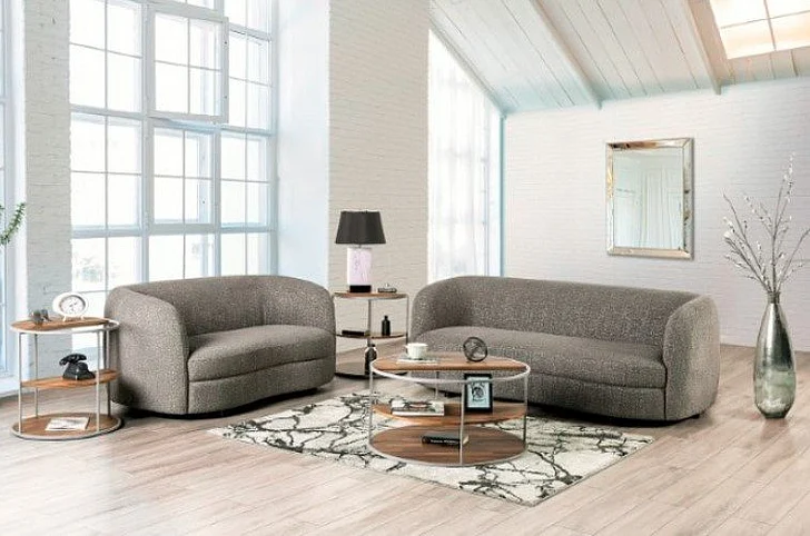 Furniture of America Versoix 2pc Living Room Set in Charcoal Gray