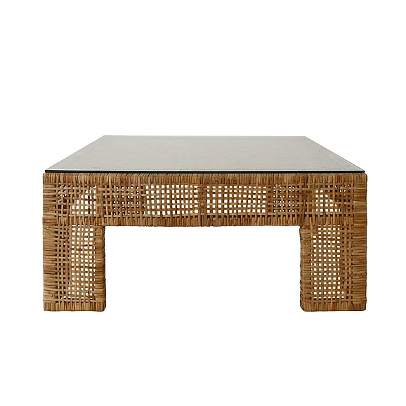 Worlds Away Charlie Wide Leg Rattan Coffee Table CHARLIE