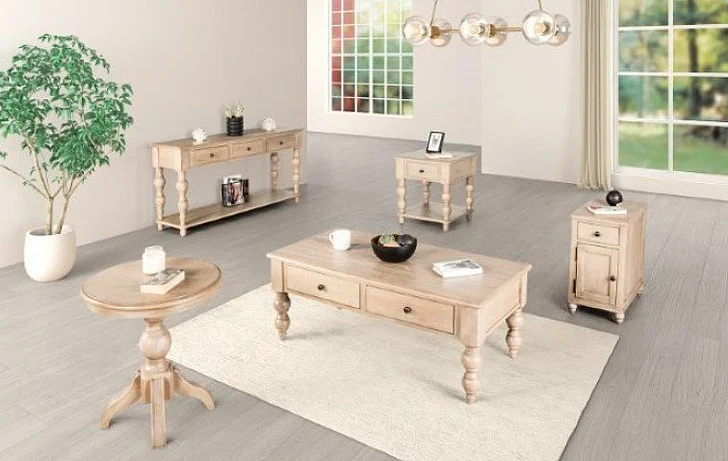 Furniture of America Chesapeak Coffee Table Set in Light White