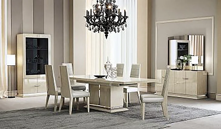 J&M Chiara 7pc Dining Room Set in Light Walnut