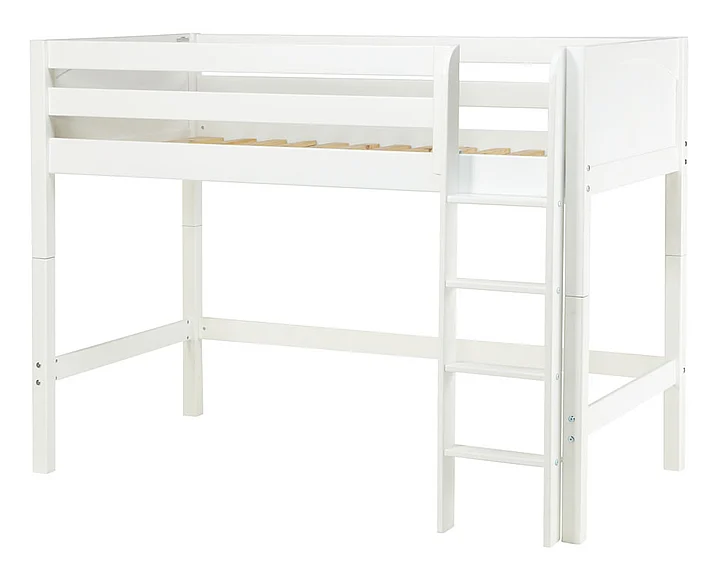 Maxtrix Bare Bone Mid Loft (Low/Low) Panel Bedroom Set in White