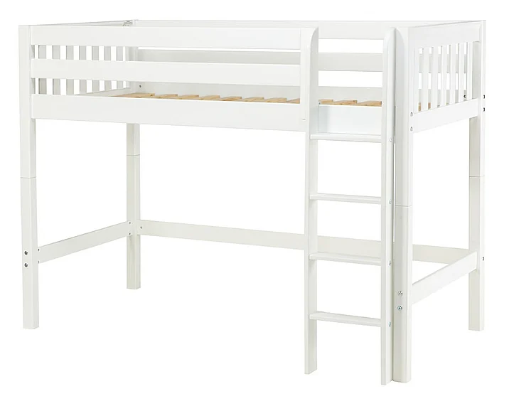 Maxtrix Bare Bone Mid Loft (Low/Low) Slat Bedroom Set in White