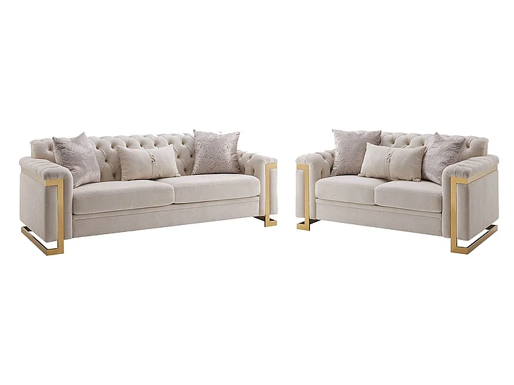 Cosmos Chloe 2pc Living Room Set in Beige