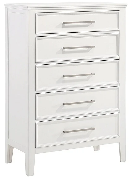 New Classic Furniture Andover 5 Drawer Chest in White B677W-070 PROMO