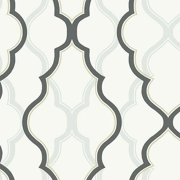 York Candice Olson Modern Artisan II D83 Double Damask Wallpaper in White/Black CI2391 (Double Roll) FedEx/UPS
