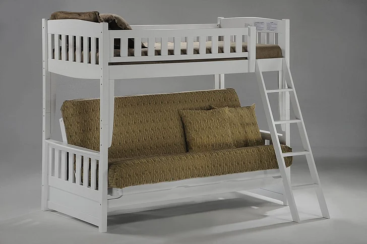 Night & Day Cinnamon Twin/Futon Bunk Bed in White CIN-T/FUT-WH